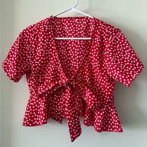 EUC SHEIN Floral Tie-Front Cropped Top